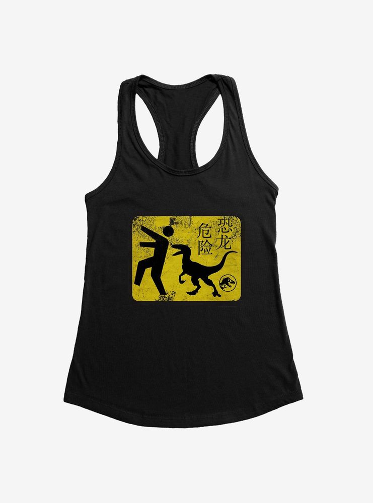 Jurassic World Dominion Caution Sign Yellow Womens Tank Top