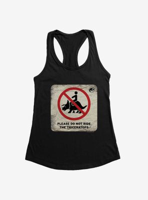 Jurassic World Dominion Do Not Ride Triceratops Womens Tank Top