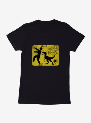 Jurassic World Dominion Caution Sign Yellow Womens T-Shirt