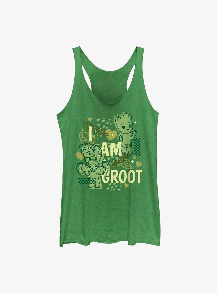 Marvel I Am Groot Leaf Heart Womens Tank Top