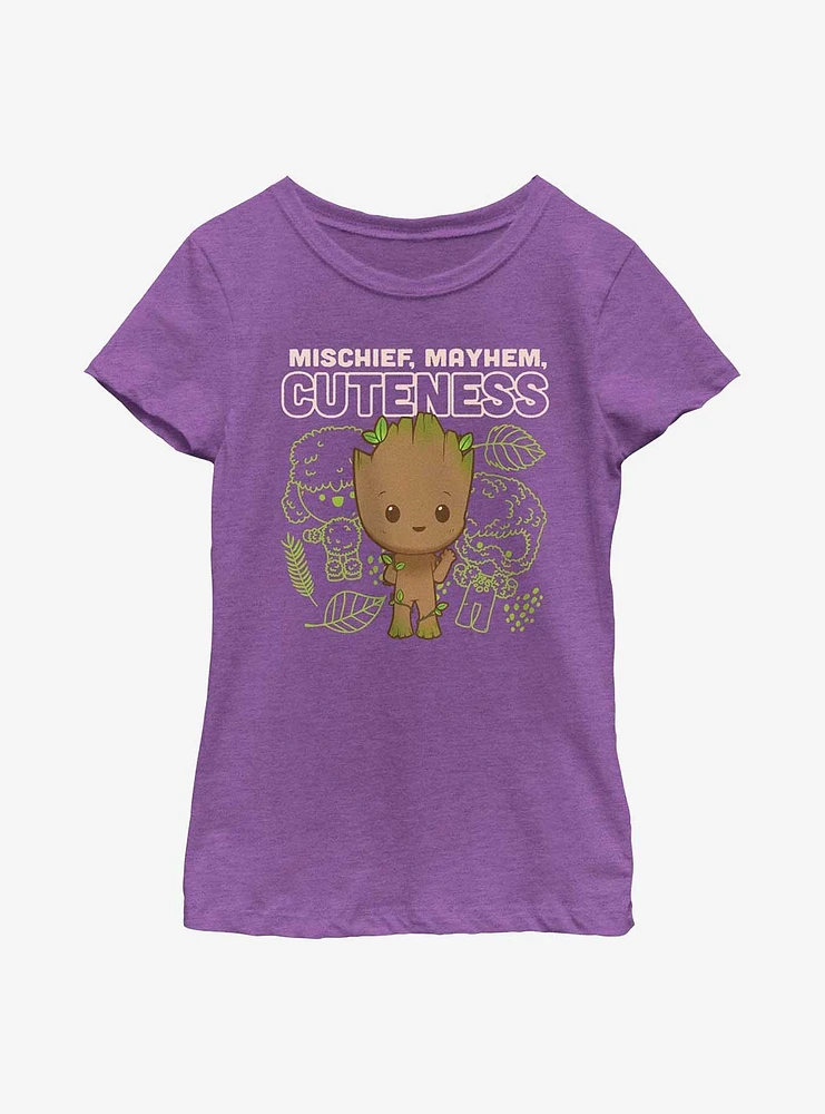 Marvel I Am Groot Mischief, Mayhem, Cuteness Youth Girls T-Shirt