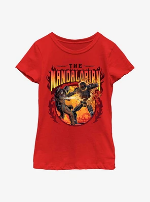 Star Wars The Mandalorian Flames Youth Girls T-Shirt