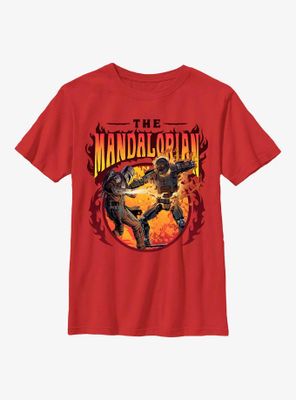 Star Wars The Mandalorian Flames Youth T-Shirt