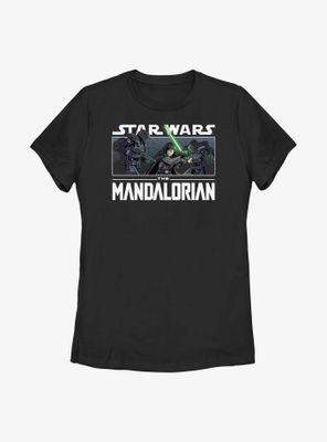 Star Wars The Mandalorian Luke Vs Dark Troopers Womens T-Shirt