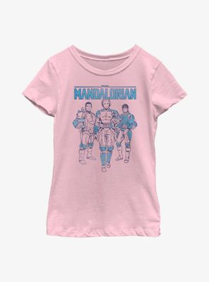 Star Wars The Mandalorian Blue Crew Super Vintage Youth Girls T-Shirt