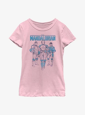 Star Wars The Mandalorian Blue Crew Super Vintage Youth Girls T-Shirt