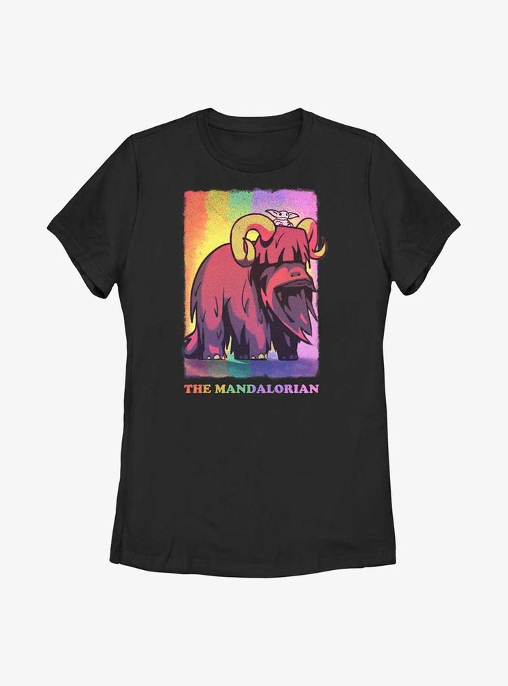 Star Wars The Mandalorian Bantha Ride Pride Womens T-Shirt