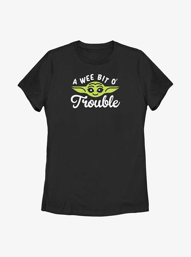 Star Wars The Mandalorian Yoda Face Trouble Womens T-Shirt