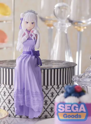 Sega Re:Zero Starting Life in Another World Premium Perching Emilia Figure (Dressed Up Party Ver.)