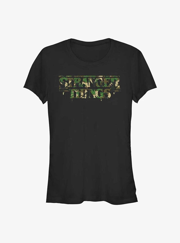 Stranger Things Camo Logo Girls T-Shirt