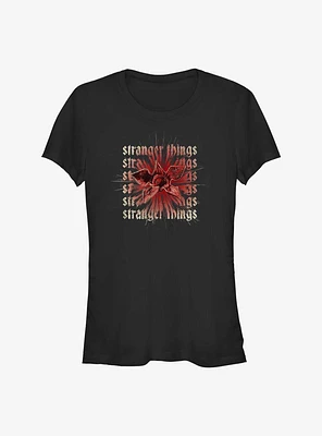 Stranger Things Demogorgon Text Stack Girls T-Shirt