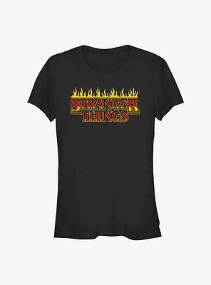 Stranger Things On Fire Logo Girls T-Shirt