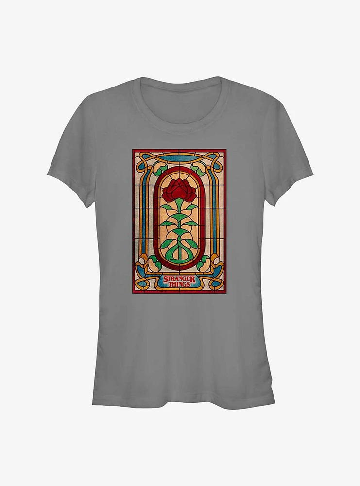 Stranger Things Stained Glass Rose Girls T-Shirt