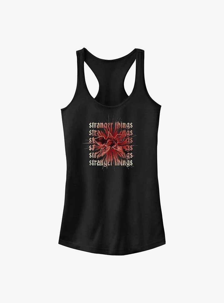 Stranger Things Demogorgon Text Stack Girls Tank