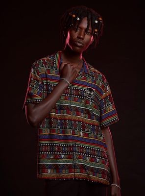 Our Universe Black Panther: Wakanda Forever Geometric Woven Button-Up