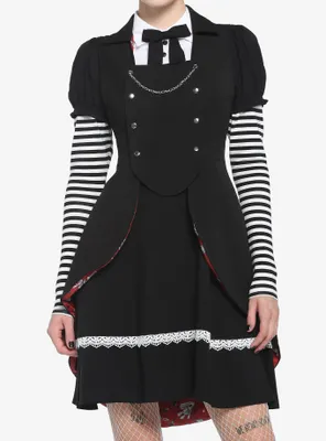 Black Rabbit Bustle Double-Breasted Girls Vest
