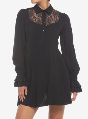 Black Lace Collared Dress