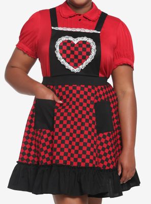Black & Red Checkered Heart Skirtall Plus