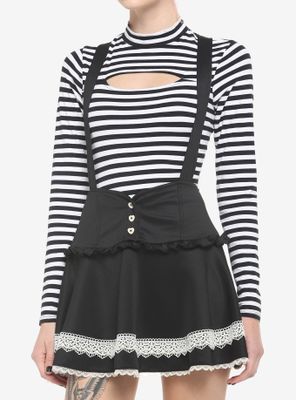 Black & White Lace Heart Waist Suspender Skirt
