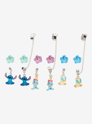 Disney Lilo & Stitch Character Floral Cuff Earring Set