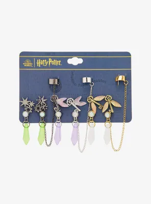 Harry Potter Winged Keys Crystal Cuff Earring Set