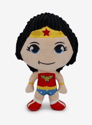 DC Comics Wonder Woman with Corduroy Hair Plush Squeaker Dog Toy