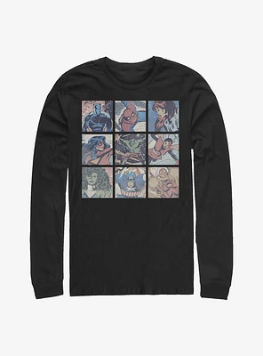 Marvel Avengers Square Comic Panels Long Sleeve T-Shirt
