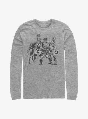 Marvel Avengers Mono Retro Group Long Sleeve T-Shirt