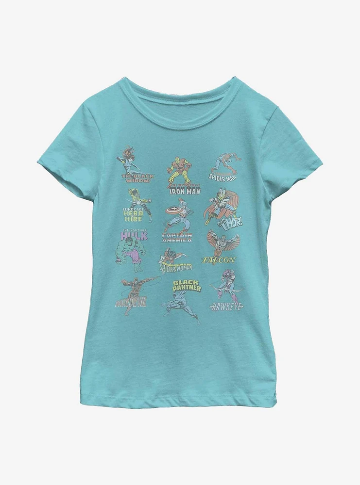 Marvel Avengers Character Chart Youth Girls T-Shirt