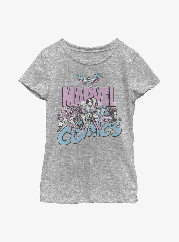 Marvel Avengers Pastel Group Attack Youth Girls T-Shirt