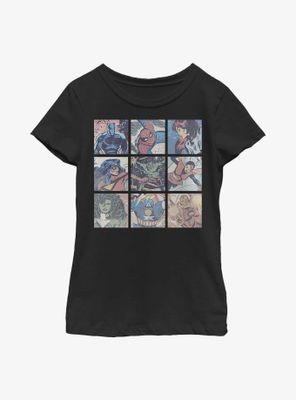 Marvel Avengers Square Comic Panels Youth Girls T-Shirt