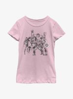 Marvel Avengers Mono Retro Group Youth Girls T-Shirt