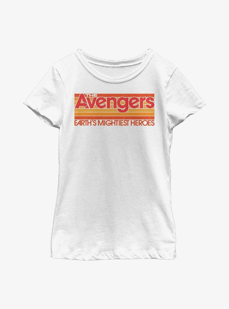 Marvel Avengers Retro Line Title Youth Girls T-Shirt