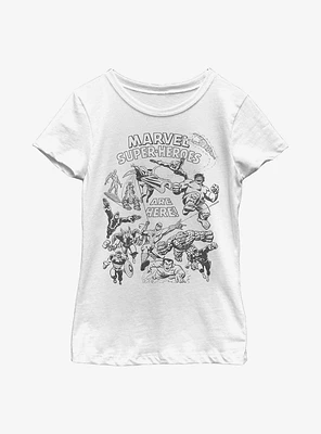 Marvel Super Heroes Are Here! Youth Girls T-Shirt
