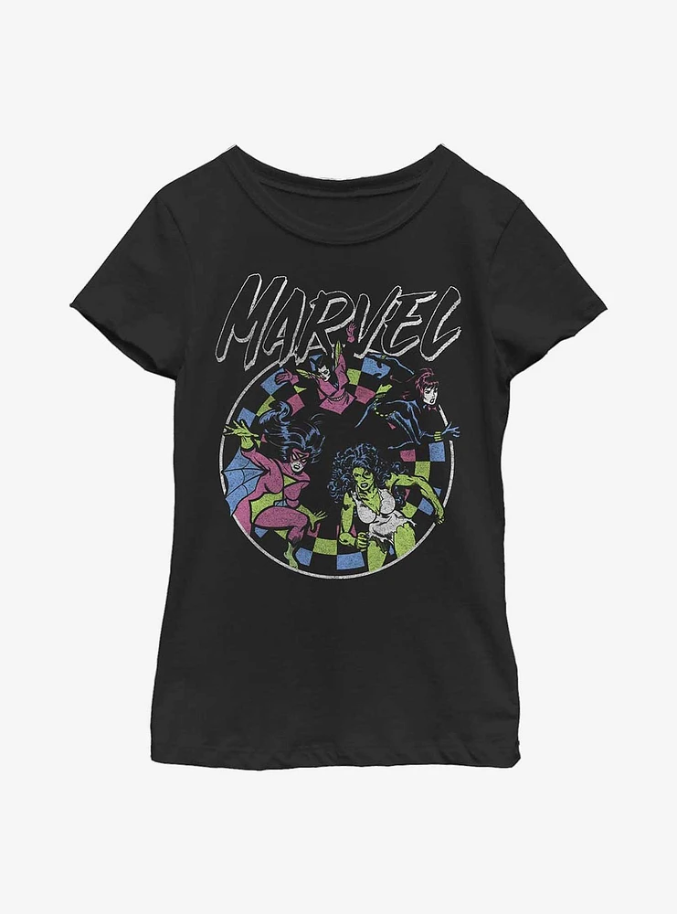 Marvel Retro Grunge Heroes Youth Girls T-Shirt