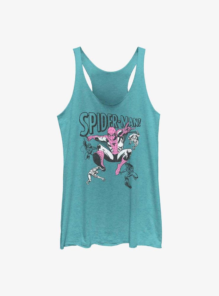 Marvel Spider-Man Comic Poses Womens Tank Top