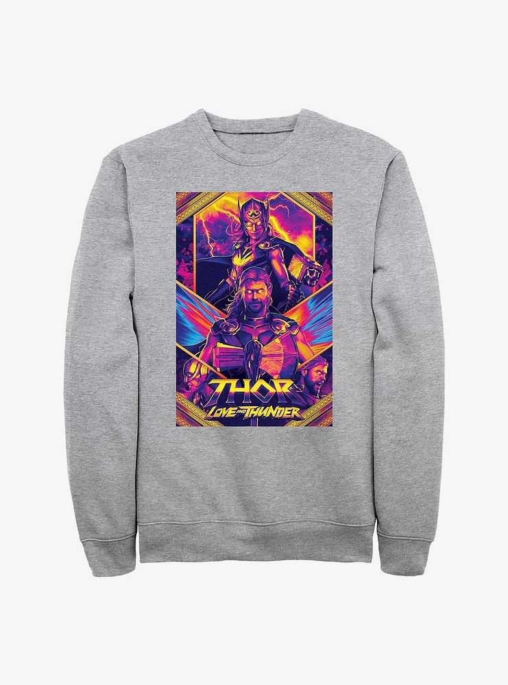 Marvel Thor: Love And Thunder Neon Poster Sweatshirt