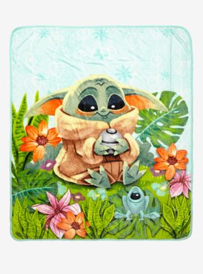 Star Wars The Mandalorian Grogu & Frog Floral Throw - BoxLunch Exclusive