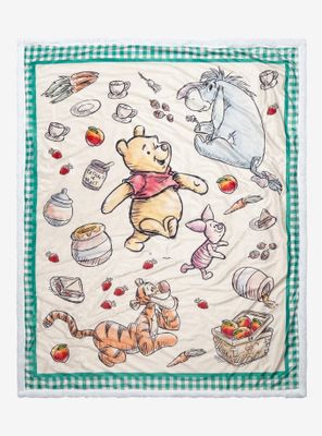 Disney Winnie the Pooh Characters & Food Watercolor Portraits Sherpa Throw - BoxLunch Exclusive