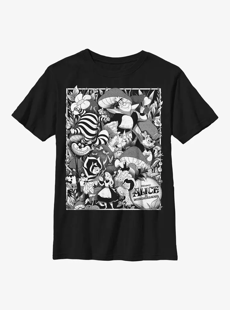 Disney Alice Wonderland Black Poster Youth T-Shirt