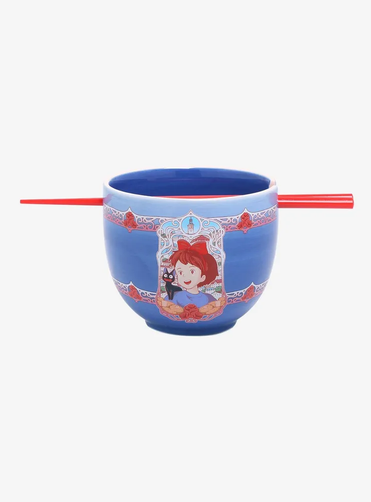 Studio Ghibli Kiki's Delivery Service Kiki & Jiji Portrait Ramen Bowl with Chopsticks