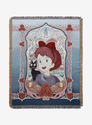Studio Ghibli Kiki’s Delivery Service Kiki & Jiji Filigree Portrait Tapestry Throw - BoxLunch Exclusive 