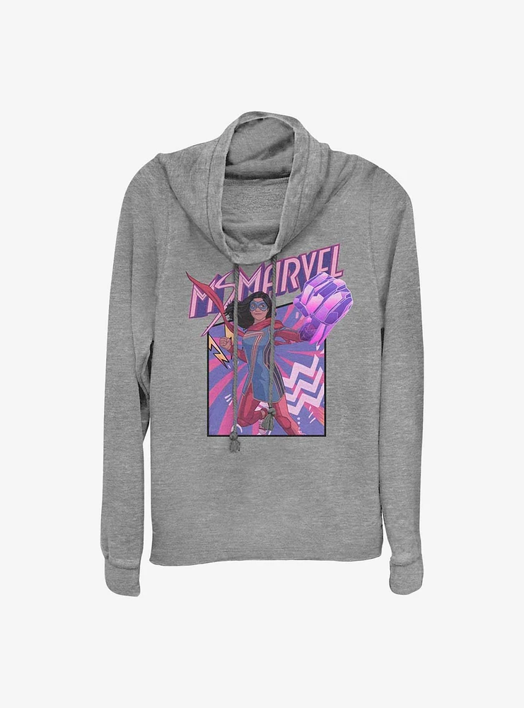 Marvel Ms. Fist Panel Cowlneck Long-Sleeve Girls Top