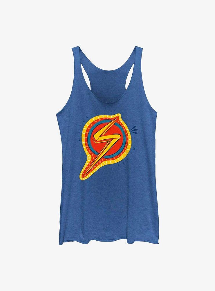 Marvel Ms. Decorative Symbol GIrls Raw Edge Tank