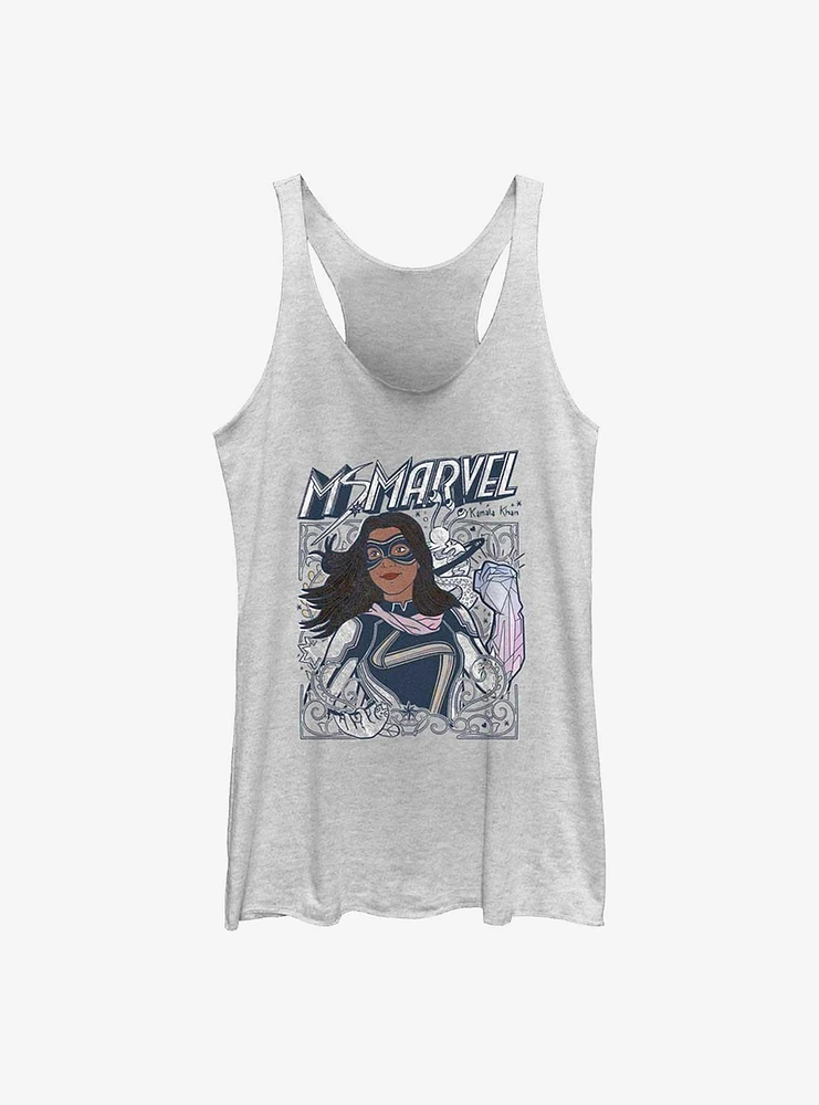 Marvel Ms. Doodle Kamala GIrls Raw Edge Tank