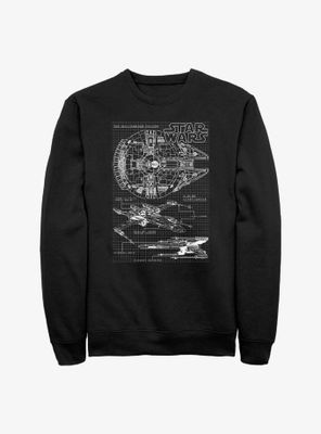 Star Wars X-Wing & Millenium Falcon Schematics Sweatshirt