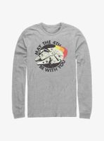 Star Wars Retro May The 4th Be With You Millenium Falcon Long Sleeve T-Shirt