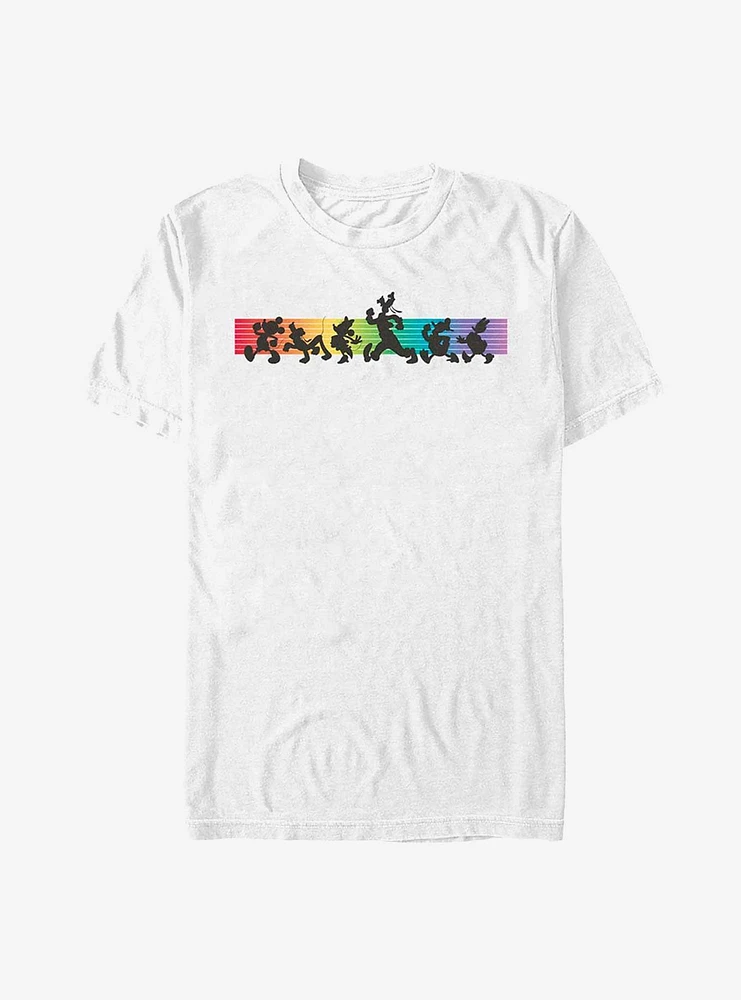 Disney Mickey Mouse Whole Crew Rainbow Line T-Shirt