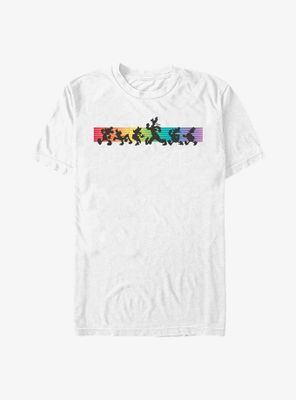 Disney Mickey Mouse Whole Crew Rainbow Line T-Shirt