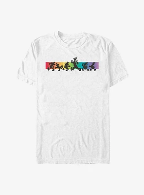 Disney Mickey Mouse Whole Crew Rainbow Line T-Shirt